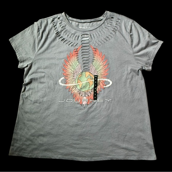 Journey Relaxed Fit Cotton Yoke Slash Tee - NWT - Picture 1 of 5